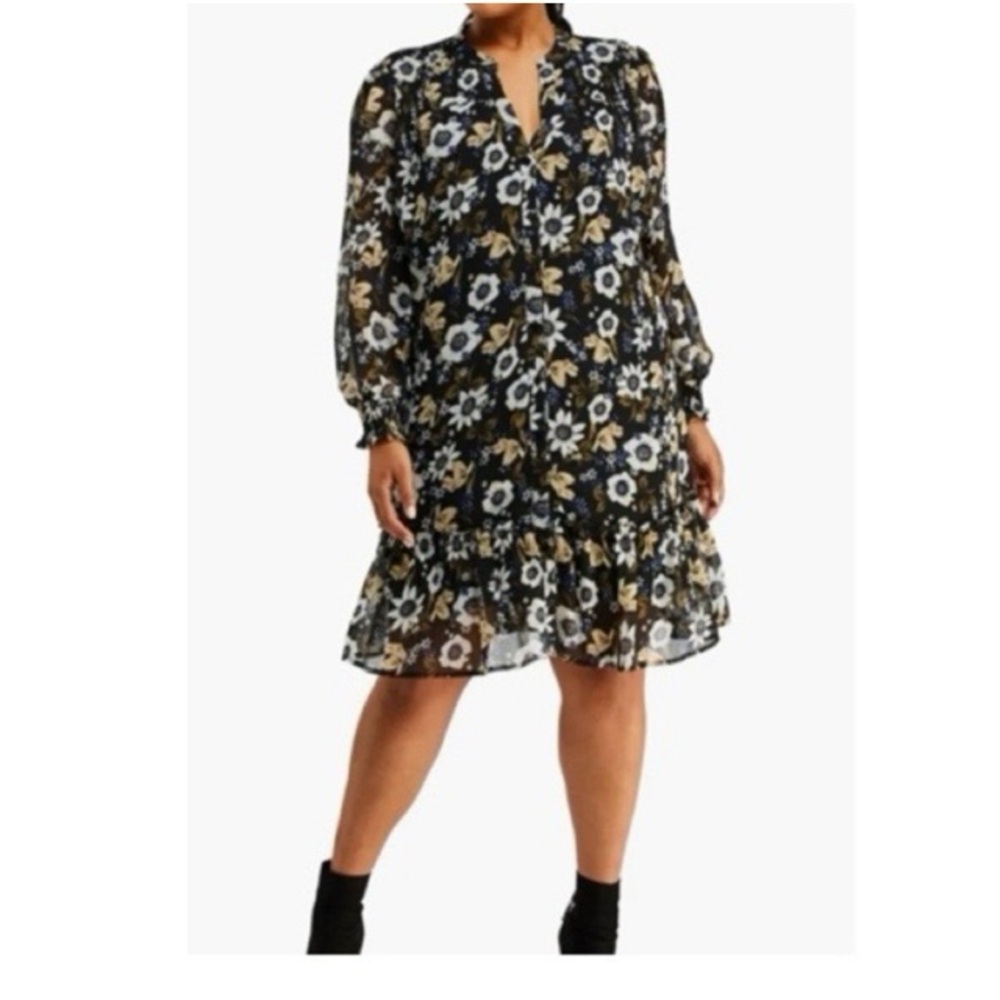 Estelle Delfina‎ Floral Chiffon Shirt Dress